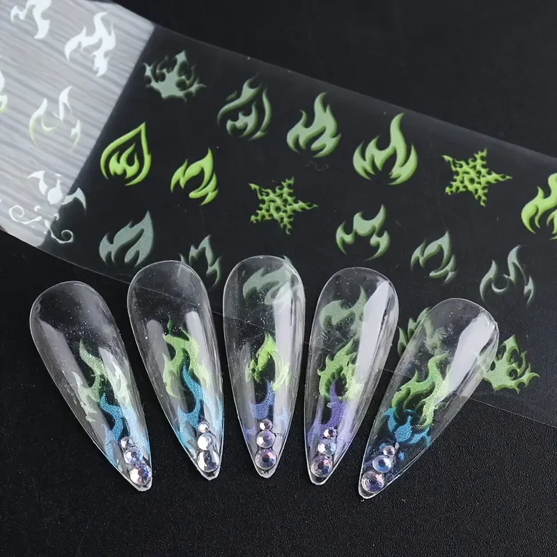 Fluorescent flame transfer nail paper