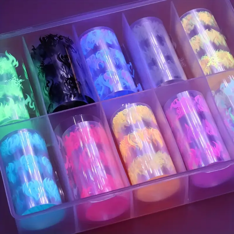 Fluorescent flame transfer nail paper