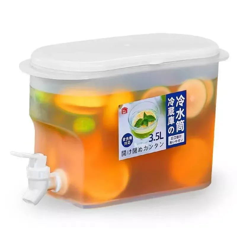3.5L Water Drink Bucket Beverage Dispenser with Faucet Refrigerator Cold Kettle