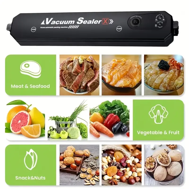1 set Vacuum Sealer Machine Food Vacuum Sealer Automatic Air Sealing System For Food Storage Dry Food Modes Compact Design With 10Pcs Vacuum Sealer Bags For Home & Kitchen+ vacuum bags