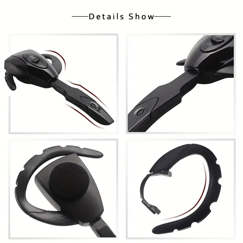 Ultra-Long Battery Life Wireless Earhook Headphones - Lightweight, Rechargeable, Non-In-Ear Design for Sports & Driving