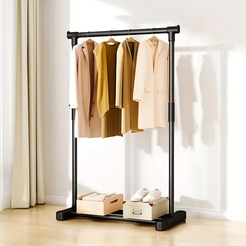 Easy-Install Metal Clothes Rack - Indoor Outdoor Vertical Hanger for Home & Balcony Storage, Space-Saving Design with Hooks, Drying Racks