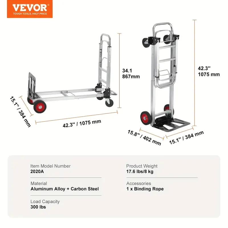Capacity Heavy Duty Aluminum Folding Hand Truck
