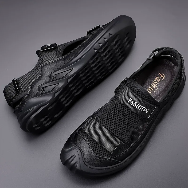 Soft-soled 2025 summer new Roman shoes, beach shoes with toe caps, breathable casual shoes