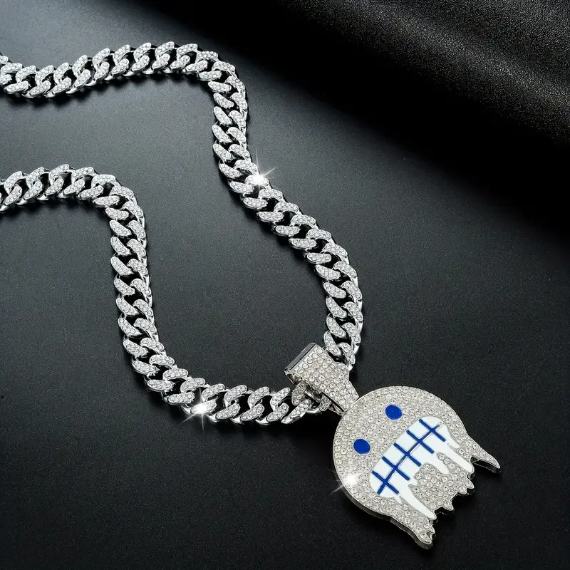 Women's Hip Hop Frozen Drop Pendant Jewelry Necklace Punk Unisex Rhinestones Jewelry Party Favors