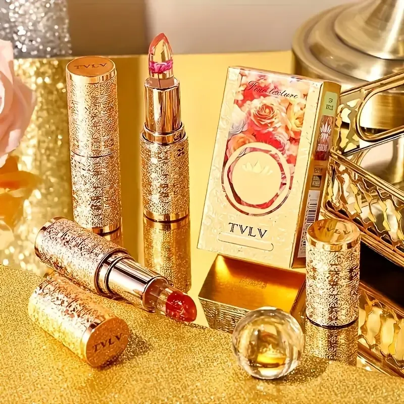 Color Changing Lip Balm, Moisturizing Lipstick With Flower, Long Lasting Hydration, Temperature Change Lip Care, Crystal Jelly Lipstick