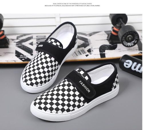 Classic black chess checkered canvas shoes