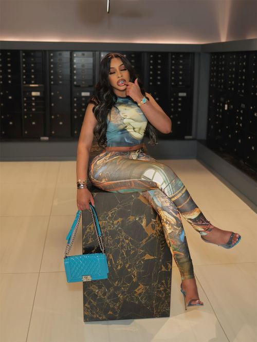 2025 Summer New European and American Retro Cross-border Contrast Print Sexy Hot Girl Sleeveless Tops Trousers Fashion Set