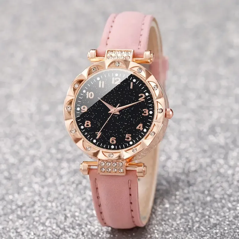 6 Piece Diamond British Watch Butterfly Jewelry Set for Women