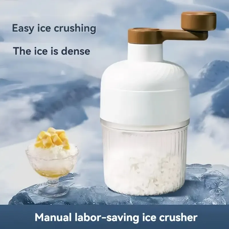 Manual Ice Shaver - Portable Plastic & Polypropylene Hand Crank Ice Crusher - ABS Construction, Non-Electric Shaved Ice Machine for Snow Cones and Slushies