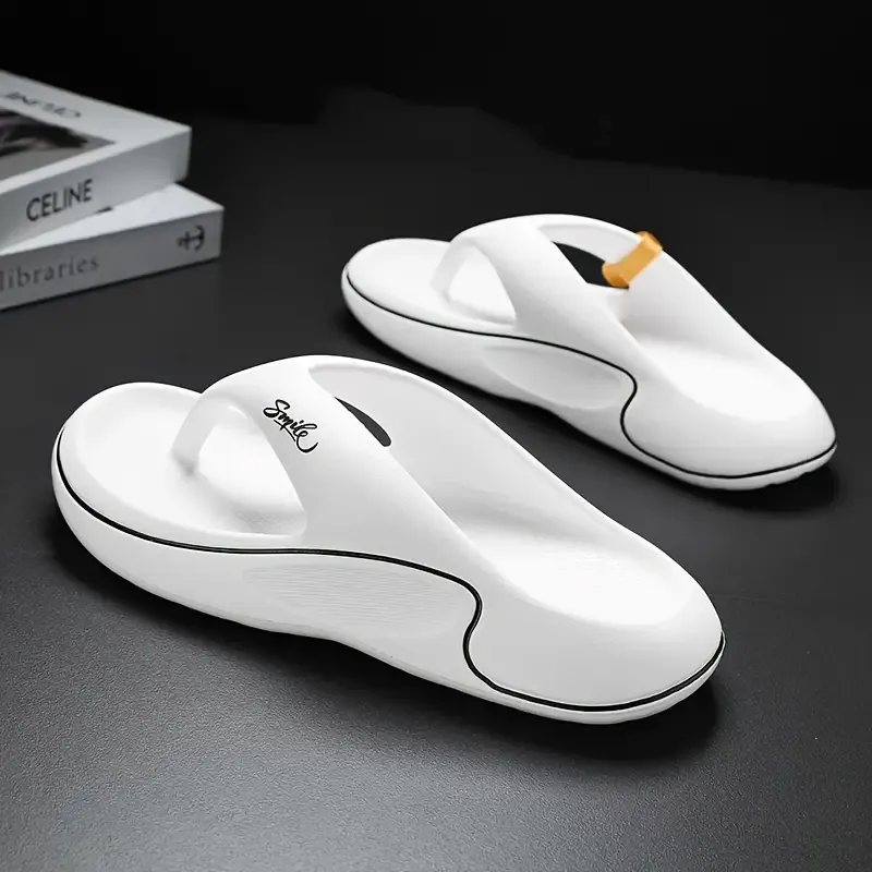 Men's Trendy Comfortable Flip Flops, Breathable Shock-absorbing Slippers For Indoor Outdoor Beach