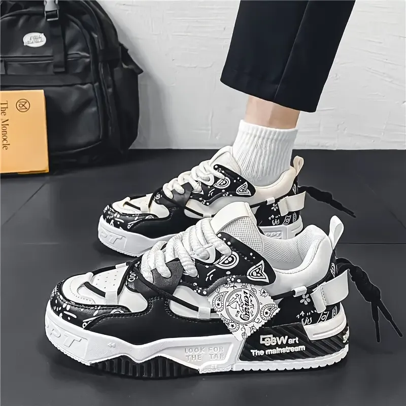 Paisley Pattern Trendy Double Shoelace Skate Shoes