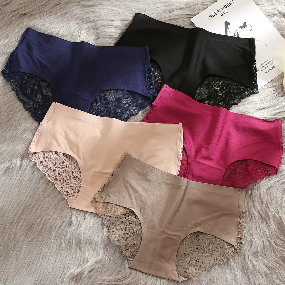 5pcs Embroidered luxury briefs large size breathable seamless women's underwear