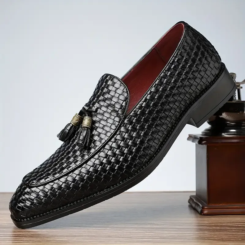Festive Red Loafer Dress Shoes - PU Leather
