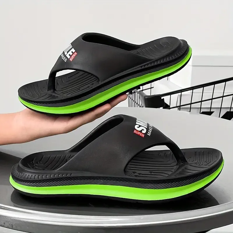 Men's Letter Pattern Flip Flops Non Slip Open Toe Outdoor Walking Beach Seaside Party All Seasons