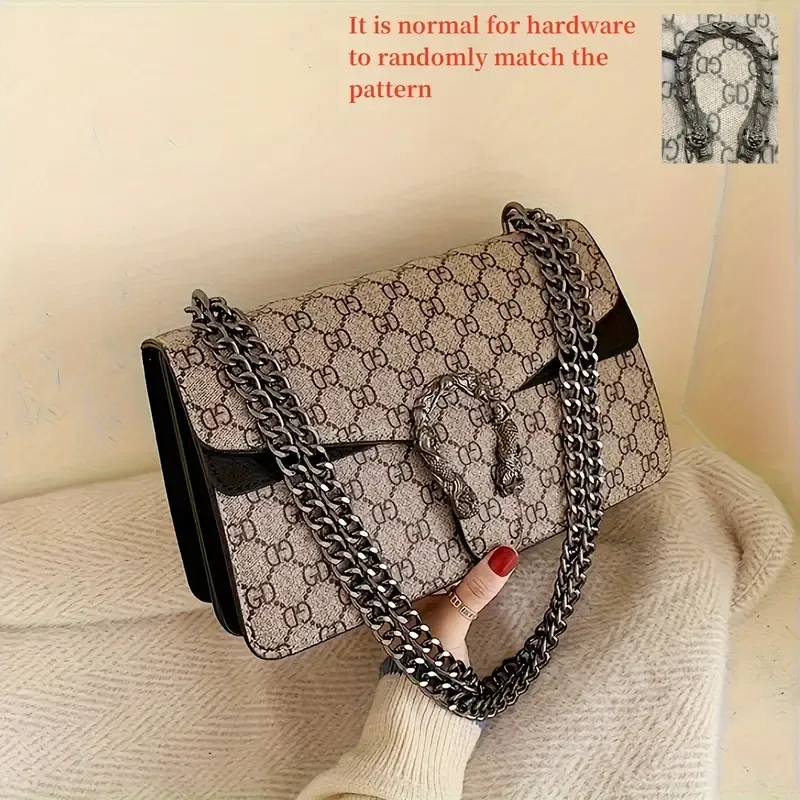 Classic PU Leather Shoulder Bag, Retro Versatile Chain Crossbody Bag, Luxury Flap Purse For Women