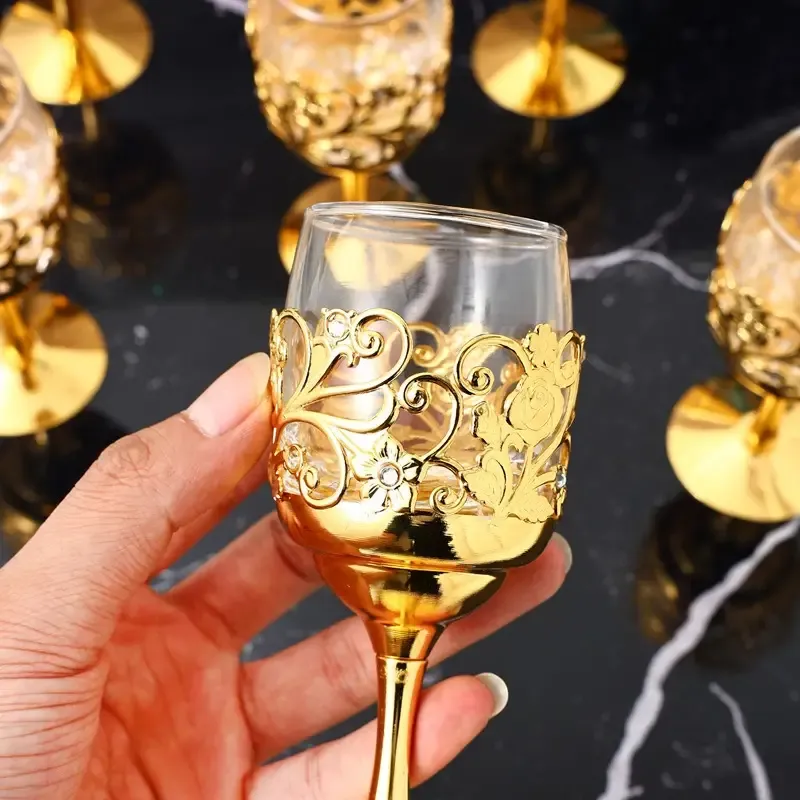 Elegant Art Glass Wine Cups - Sustainable Metal & Iron, Reusable, Handwash Only, Perfect For Weddings & Special Occasions
