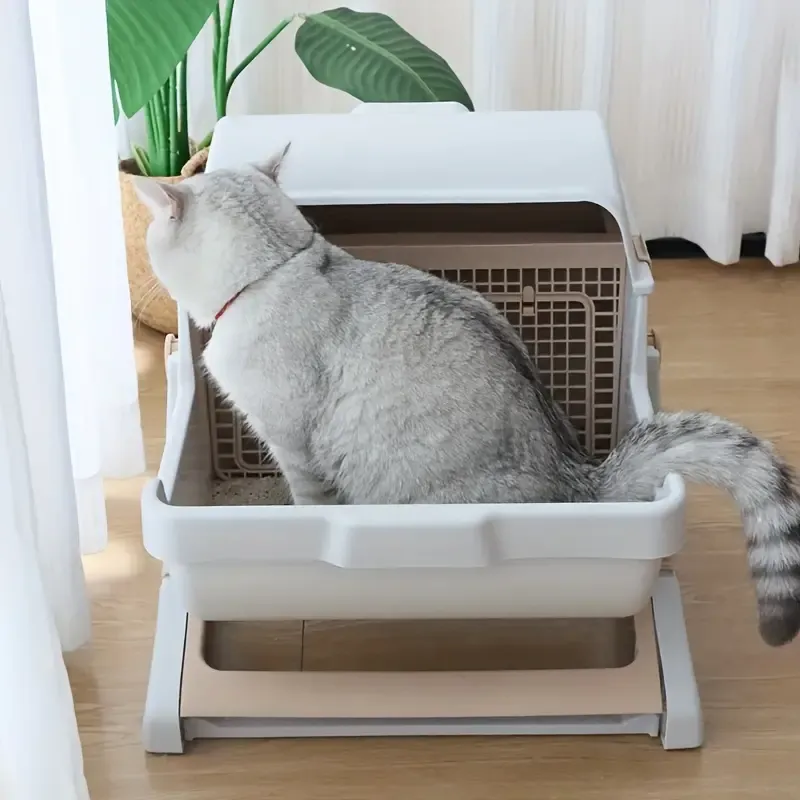 Stylish Automatic Self-Cleaning Cat Litter Box: ABS Material, Large Space, Tipping Design, Easy to Clean, Battery-Free