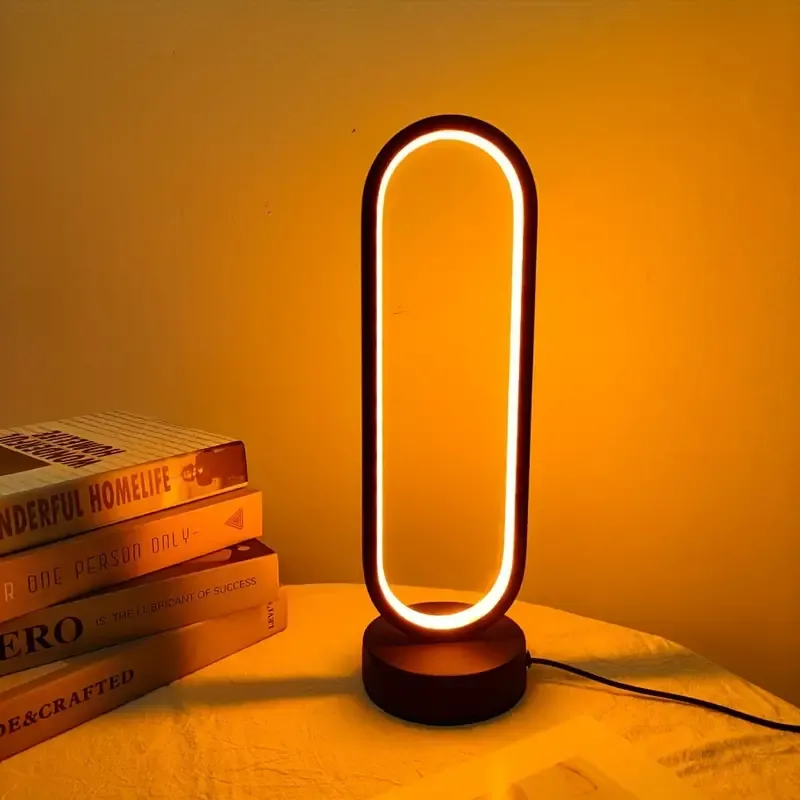 LED Desk Lamp with USB Dimming, Modern Black and White Night Light, Energy-Saving, USB Powered, for Bedroom and Living Room, 36V or Below Voltage, No Battery Included