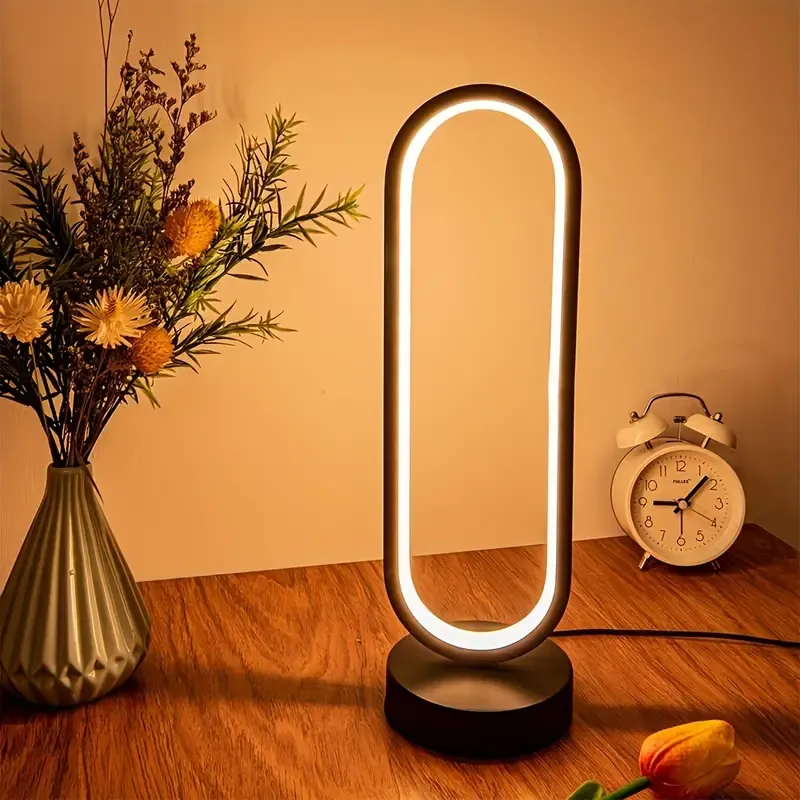 LED Desk Lamp with USB Dimming, Modern Black and White Night Light, Energy-Saving, USB Powered, for Bedroom and Living Room, 36V or Below Voltage, No Battery Included