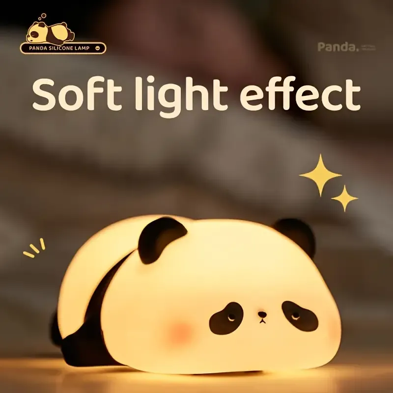 Panda Gift Silicone Pat Lamp LED Bedside Lamp Christmas Pat Silicone Night Light Charging Companion Sleep Lamp Outdoor Camping Lamp