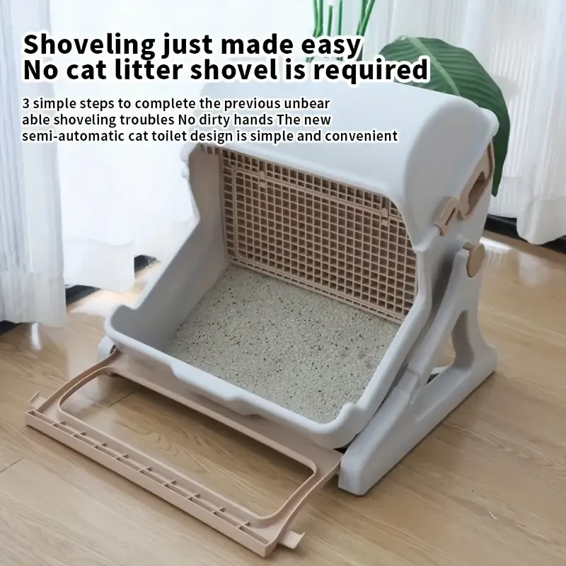Stylish Automatic Self-Cleaning Cat Litter Box: ABS Material, Large Space, Tipping Design, Easy to Clean, Battery-Free