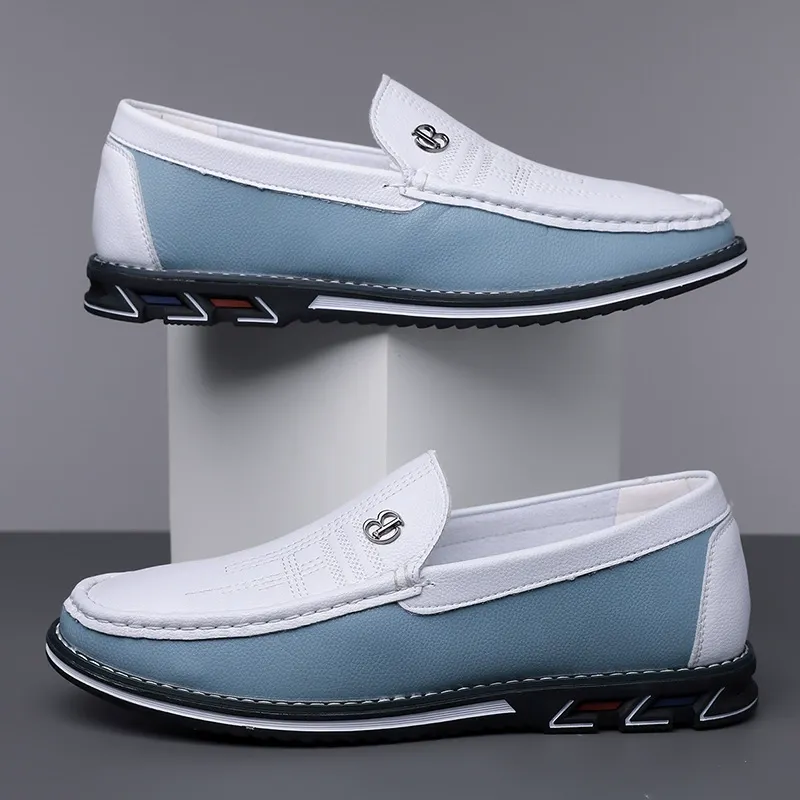 White casual leather shoes - high-end and elegant men's shoes