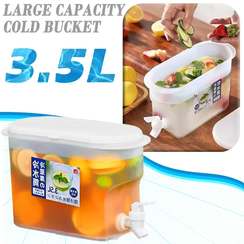 3.5L Water Drink Bucket Beverage Dispenser with Faucet Refrigerator Cold Kettle