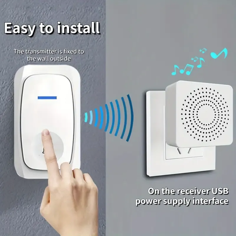 1pc Mini Smart Home USB Wireless Doorbell, 38 Kinds Of Chime Switching Smart Doorbell, Outdoor Electronic Doorbell, Long Distance Remote Control Doorbell, Doorbell Wireless Call Doorbell