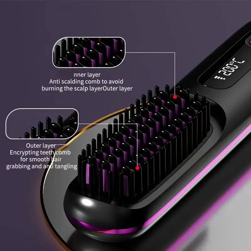 Portable Wireless Hair Straightener Comb - USB Charging,