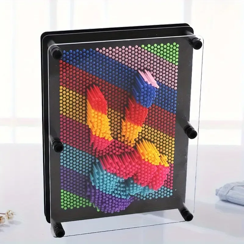 1pc 3D Rainbow DIY Sensory Pin Art Toy, Handprint-Pin Art Board, Perfect Gift for Birthday, Back To School, Children's Day, Christmas