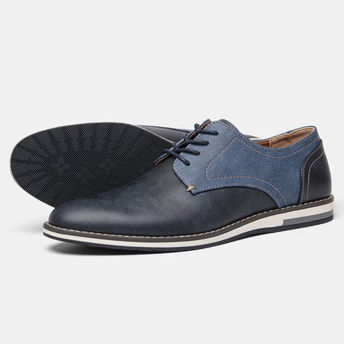 Two-tone breathable men's leather shoes