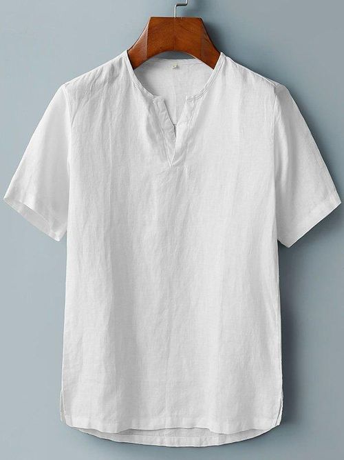 Men's Solid Short Sleeve Button Up Shirt - Stylish and Comfortable Summer Wear