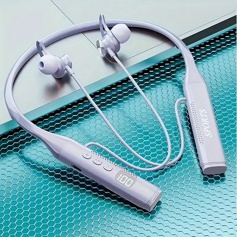 Wireless Earphones Wireless Earphones | Outdoor Sports Headphones New in 2025, Can Be Hung on the Neck, Neck Hanging Style Suitable for Exercise, In-Ear Type with Both Ears, The Neck Ring Can be Bent at Will,