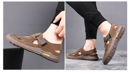 Summer new men's casual leather handmade mes