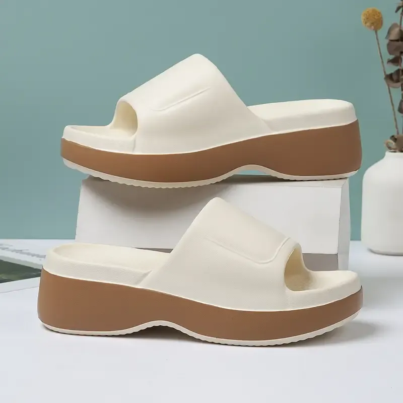 Women's Wedge Heeled Sandals, Casual Open Toe Platform Shoes, Comfortable Slip On Sandals