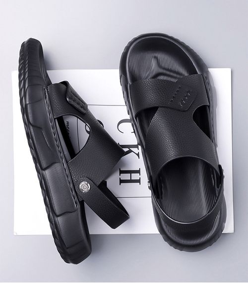 Leather flip-flops for casual wear, men's beach shoes, outdoor dual-purpose men's sandals