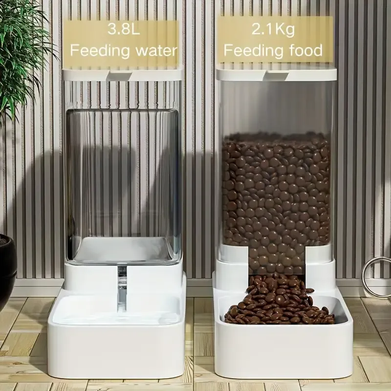 Automatic Pet Feeder and Water Dispenser Set for Dogs & Cats - Gravity-Fed, Non-Electric, Durable Plastic Pet Water Dispenser Dog Feeder And Water Dispenser