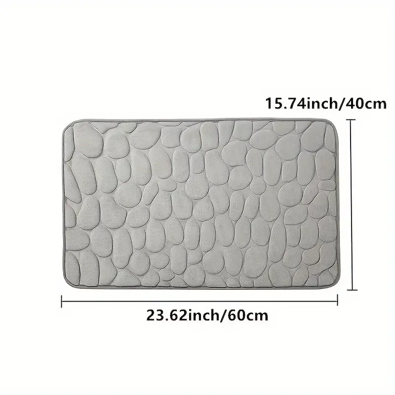 1pc Cobblestone Embossed Bathroom Bath Mat, Memory Foam Pad, Washable Bath Rugs, Rapid Water Absorbent, Non-Slip, Soft And Comfortable Carpet For Shower Room Fall Decor, Kitchen Area Rugs, Laundry, Bedrooom, Shower, Indoor Mat, Bathroom Accessories