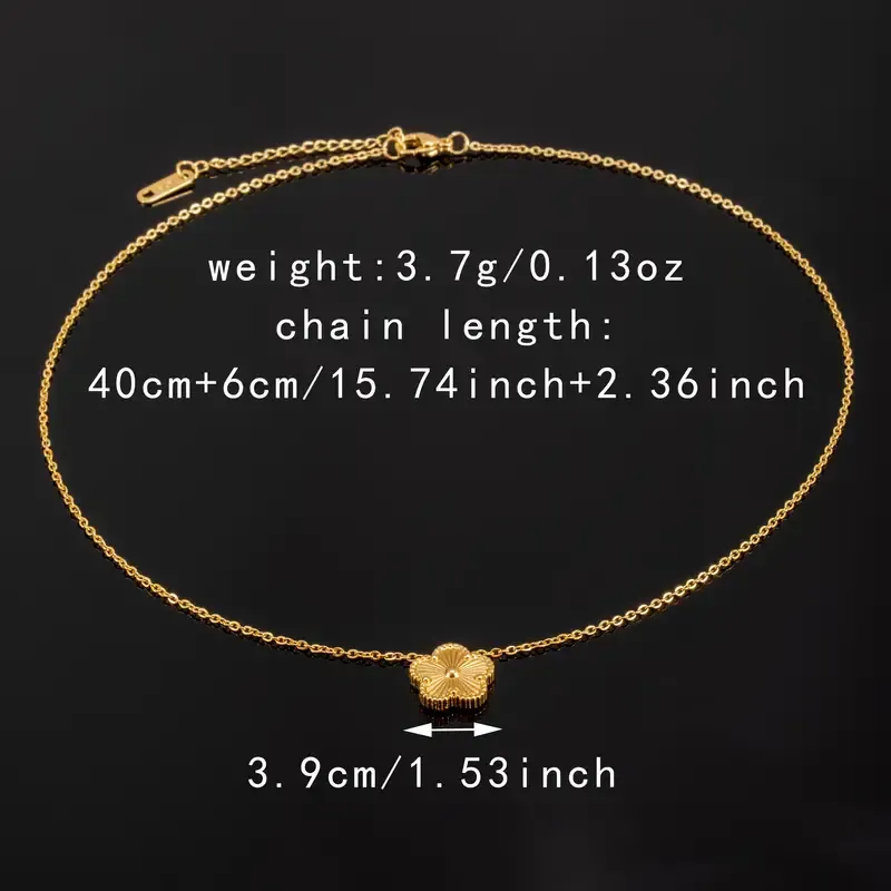 5 Petal Flower Golden Jewelry Set Stainless Steel 18K Gold Plated Elegant Necklace Bracelet And Stud Earrings Adjustable Chain Vintage Chic Jewelry Accessories Valentine's Day Gift For Women