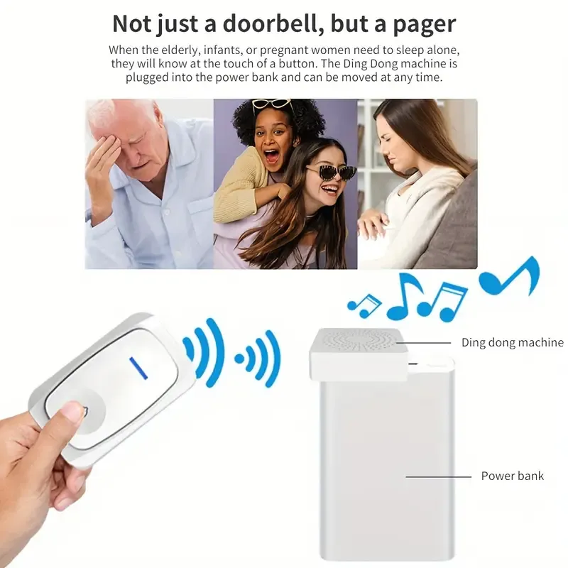 1pc Mini Smart Home USB Wireless Doorbell, 38 Kinds Of Chime Switching Smart Doorbell, Outdoor Electronic Doorbell, Long Distance Remote Control Doorbell, Doorbell Wireless Call Doorbell