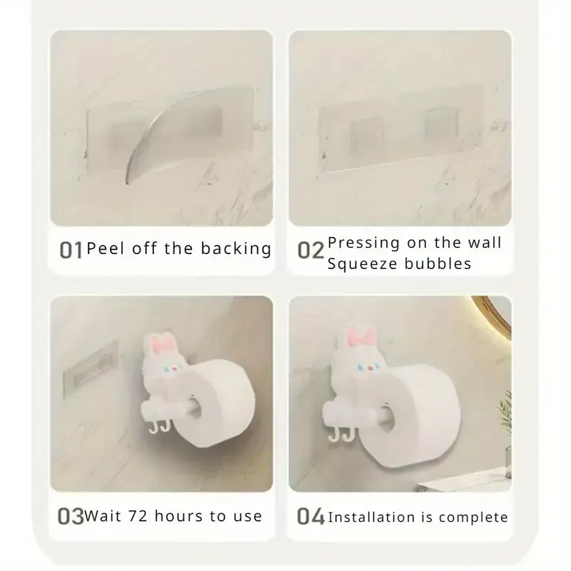 Adorable Panda Wall-Mounted Toilet Paper Holder - 1pc, Durable PP Material, No-Drill Easy Installation, Playful Cartoon Design Bathroom Tissue Roll Dispenser