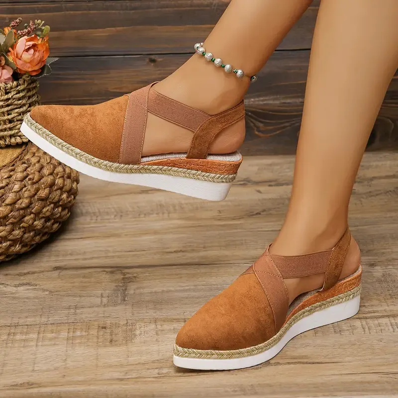 Summer pointed wedge hemp rope bottom closed toe