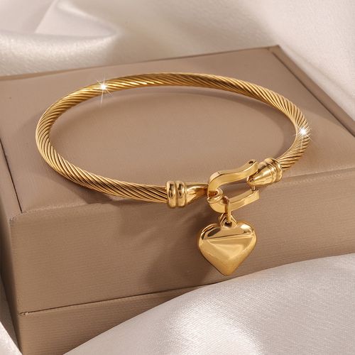 🔥🔥Hot Sale Promotion -Fashion STAINLESS STEEL Gold Plating Horseshoe Buckle Bracelet Heart Pendant Charm Bangle Jewelry bijoux inoxydable