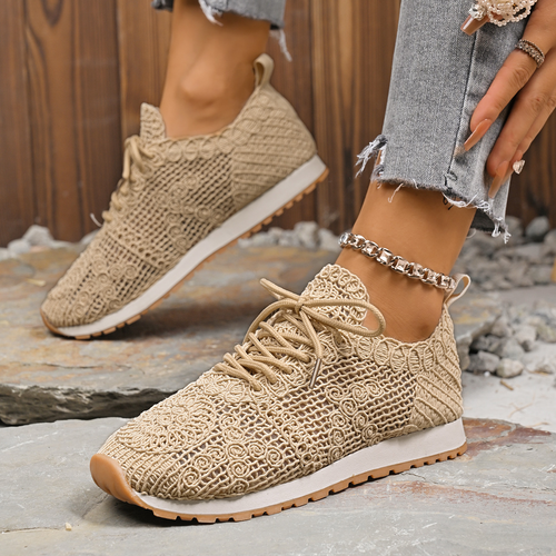 Summer new solid-color mesh sports and casual women's shoes