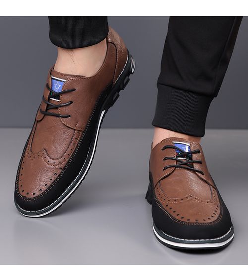 Leather men's shoes made of soft cowhide, featuring breathability for a professional look.