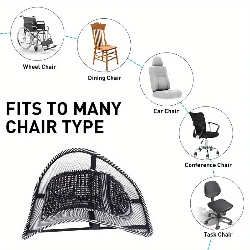 1pc Ice Silk Mesh Car Seat Back Cushion, Lumbar Waist Support, Relief Pad For Office And Home, Car Seat Pillow