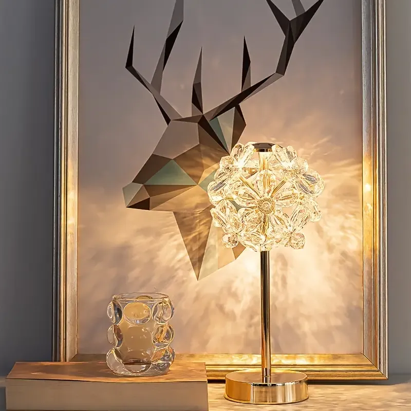 1PC Crystal Ball USB Bedroom Bedside Table Lamp, Mini Study Desk Dandelion Decorative Ambient Lighting Supplie