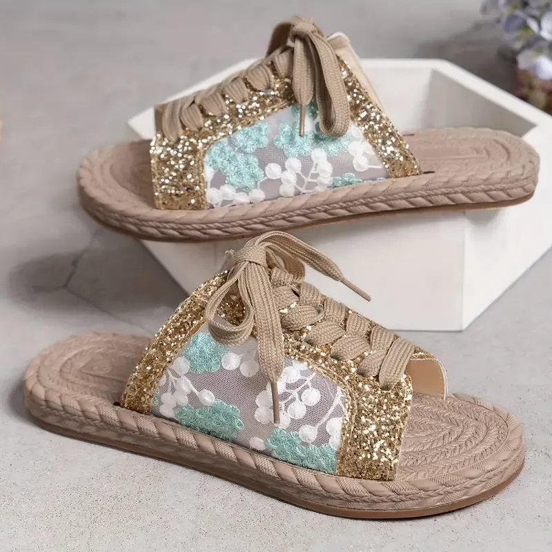 Women's Glitter Design Slide Sandal