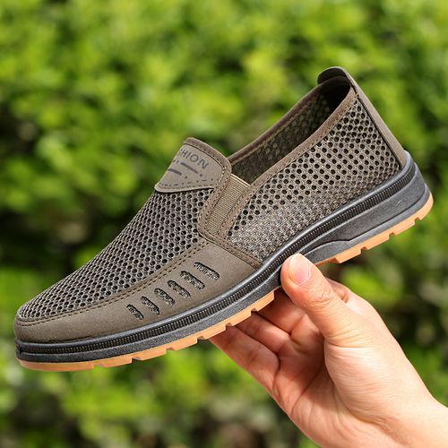 Men's Non Slip Durable Breathable Slip On Walking Shoes, Spring And Summer Comfy Sneakers